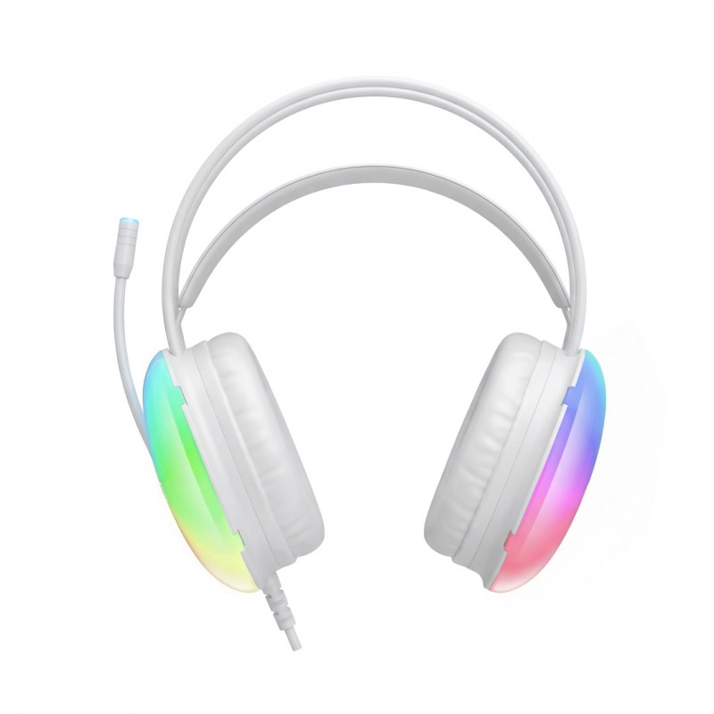 XO кабелни слушалки GE11 jack 3,5mm - USB-A наушни бели RGB микрофон
