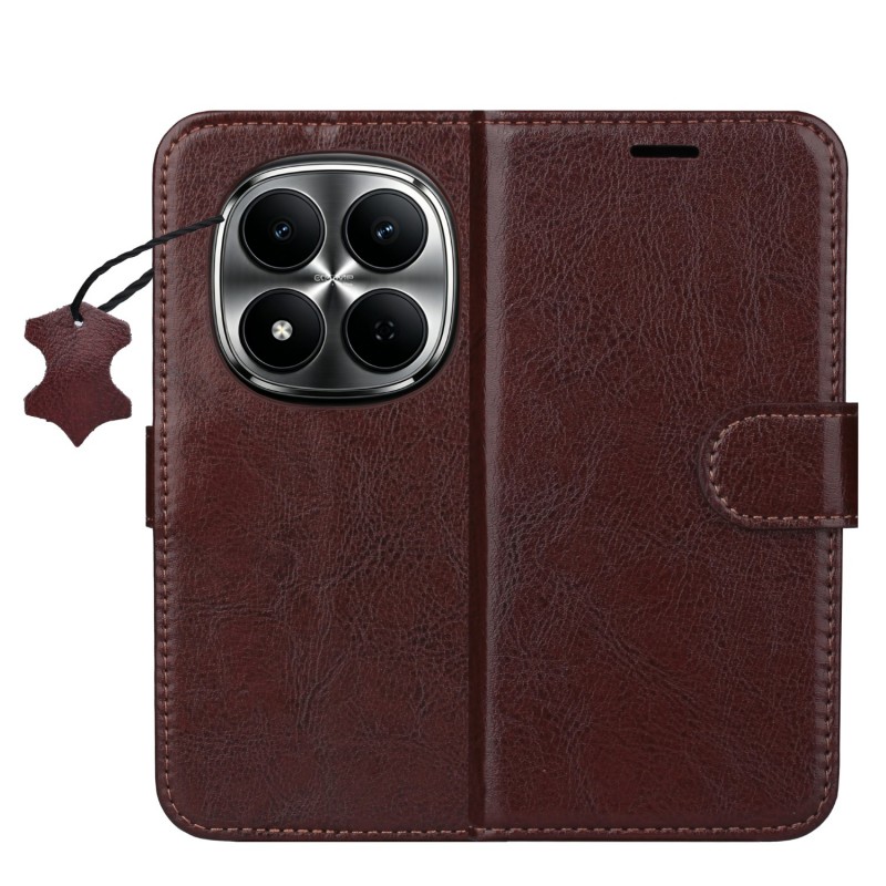 Кожен калъф тип тефтер Smart Luxe за Xiaomi Redmi Note 15 Pro Plus 5G, кафяв