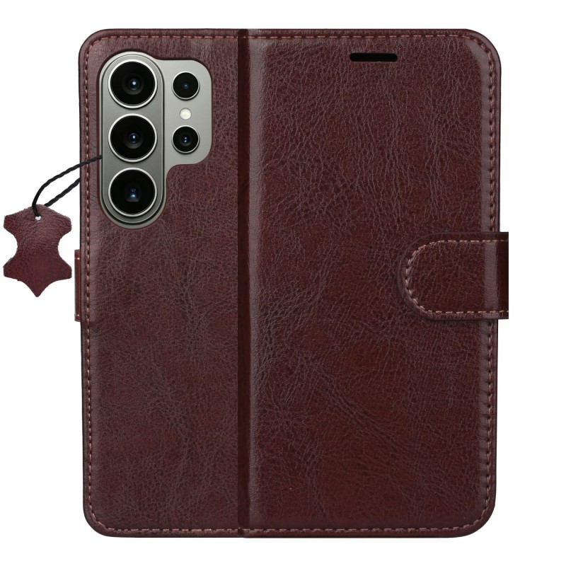 Кожен калъф Smart Luxe за Samsung Galaxy S26 Ultra кафяв