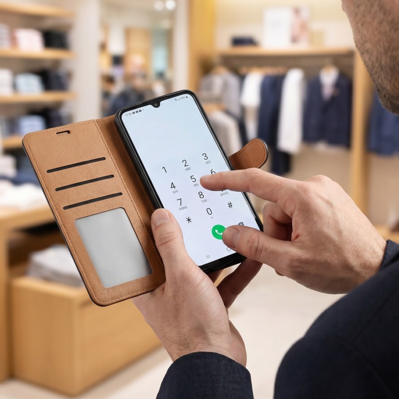 Кожен калъф Smart Luxe за Samsung Galaxy S25 FE черен
