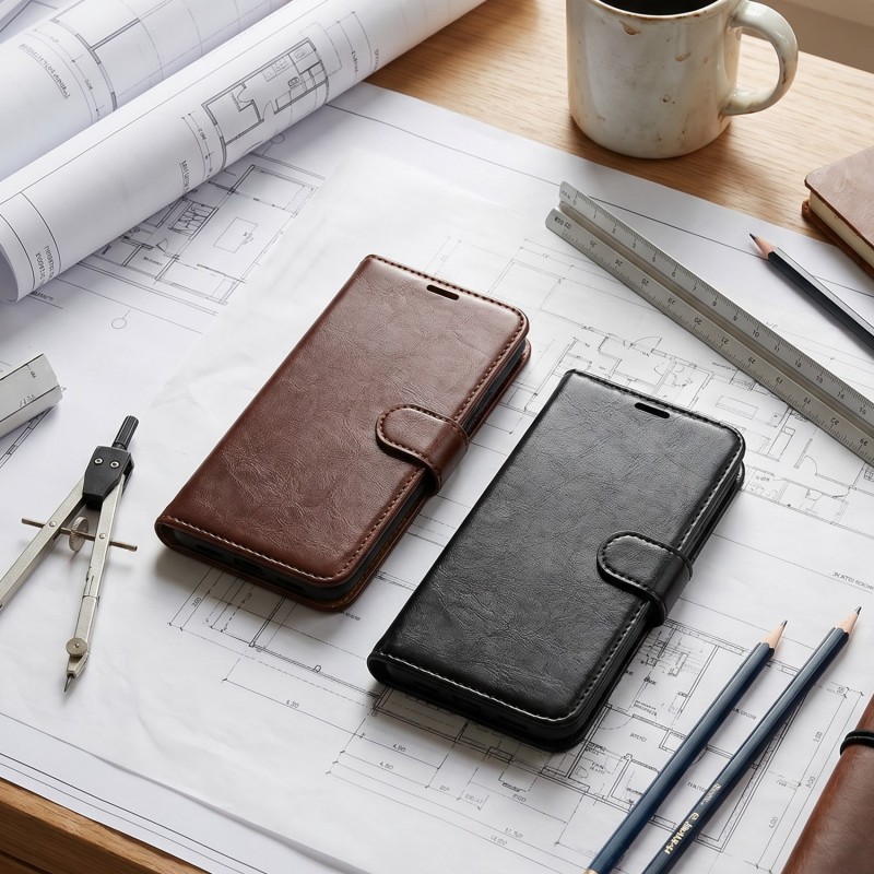 Кожен калъф Smart Luxe за Samsung Galaxy S25 FE черен