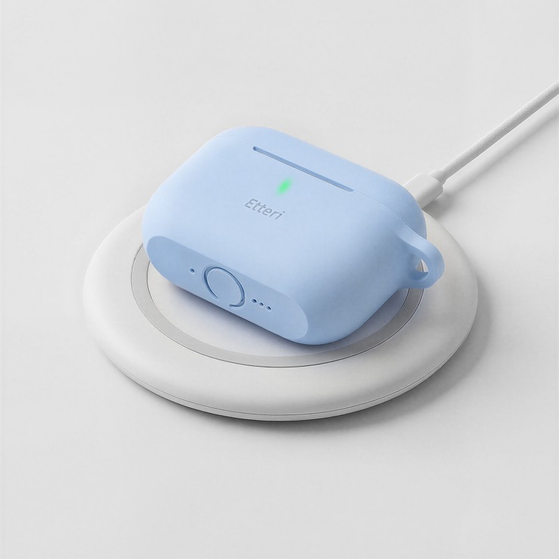 Силиконов калъф Etteri за AirPods Pro 3 светло син