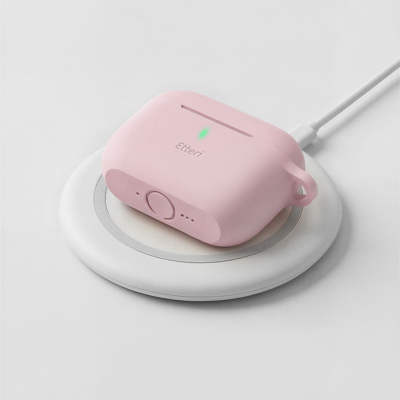 Силиконов калъф Etteri за AirPods Pro 3 светло розов
