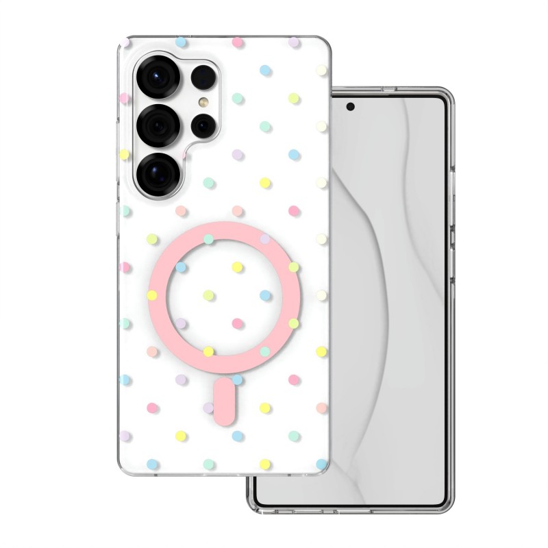 Кейс Bubble Dots Mag за Samsung S25 Ultra бял