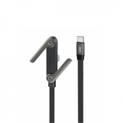 XO кабел NB-Q311 PD USB-C - USB-C 1,5m 240W черен плосък със стойка
