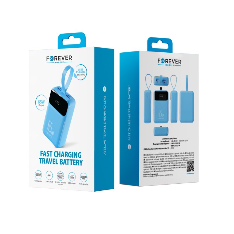 Forever power bank Vibe-TB65 PD QC 65W 20000 mAh светлосин