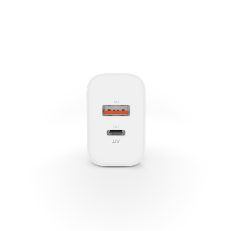 Мрежово зарядно Forever GaN PD QC TC-09-33AC 1x USB-C + 1x USB 33W, бяло