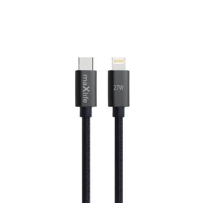 Кабел Maxlife MXUC-12 USB-C - Lightning 3,0 m 27W, черен