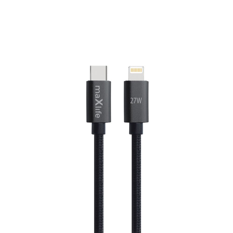 Кабел Maxlife MXUC-12 USB-C - Lightning 3,0 m 27W, черен
