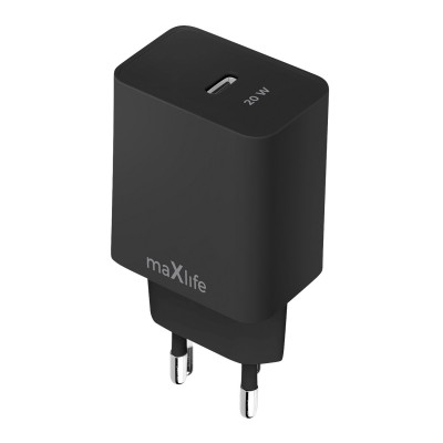 Maxlife мрежово зарядно PD QC MXTC-13-20C 1x USB-C 20W черно
