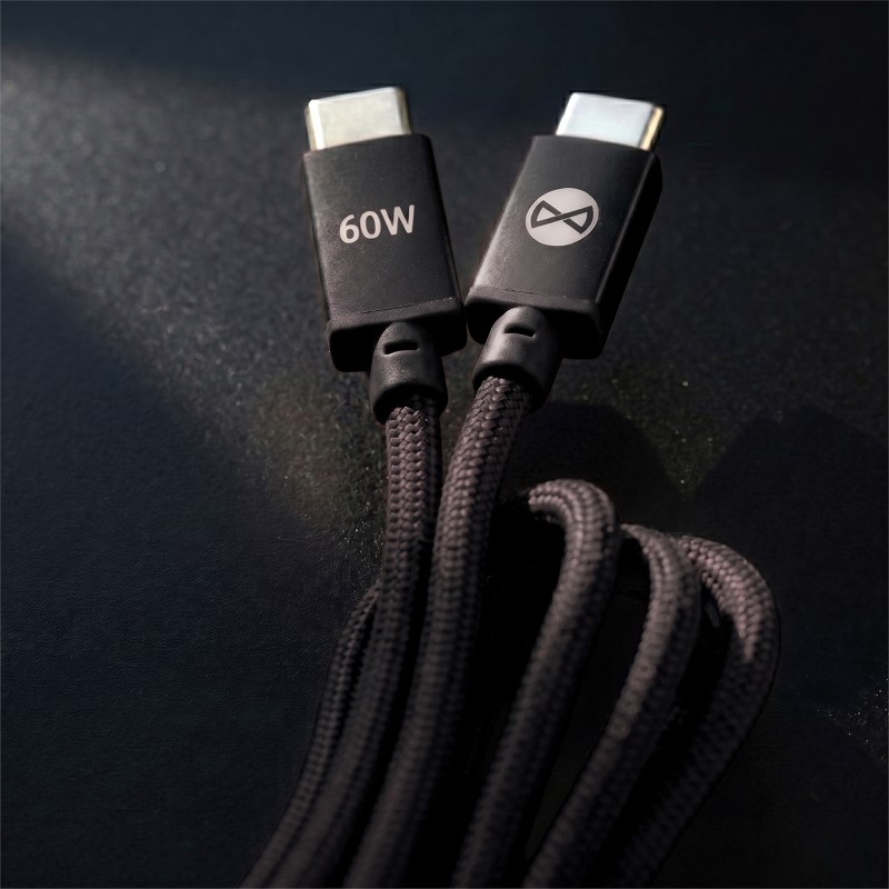 Forever кабел Vibe USB-C - USB-C 1,0 m 60W тъмносив