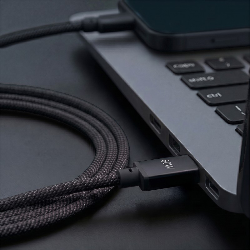 Forever кабел Vibe USB-C - USB-C 1,0 m 60W тъмносив