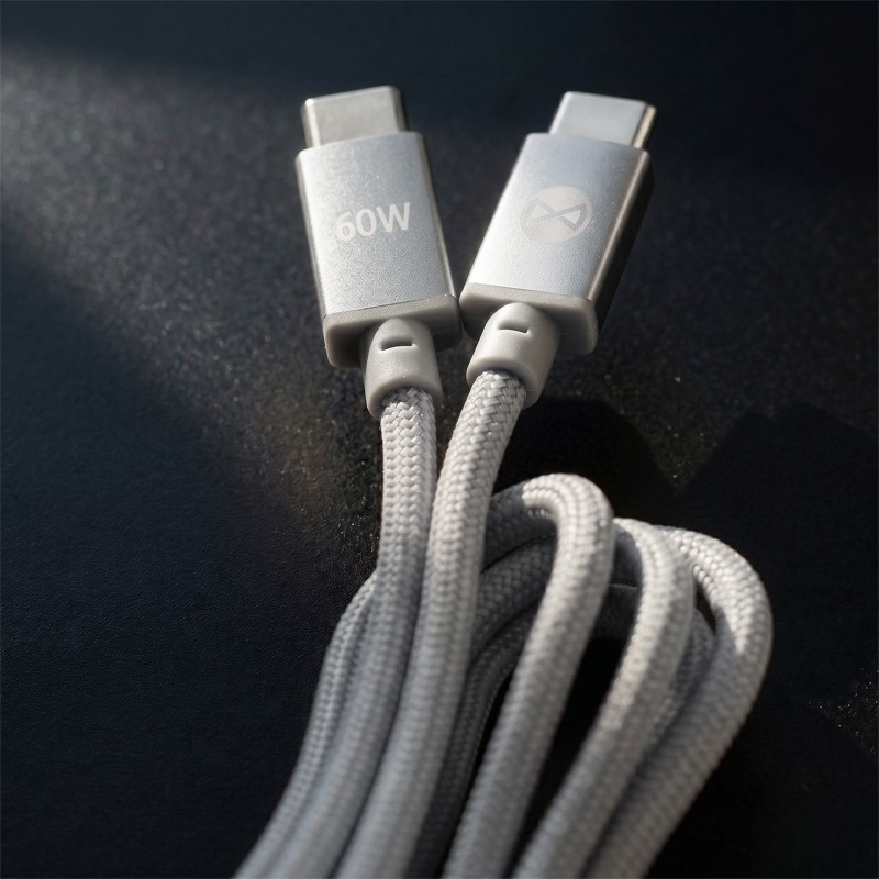 Forever кабел Vibe USB-C - USB-C 1,0 m 60W сребрист