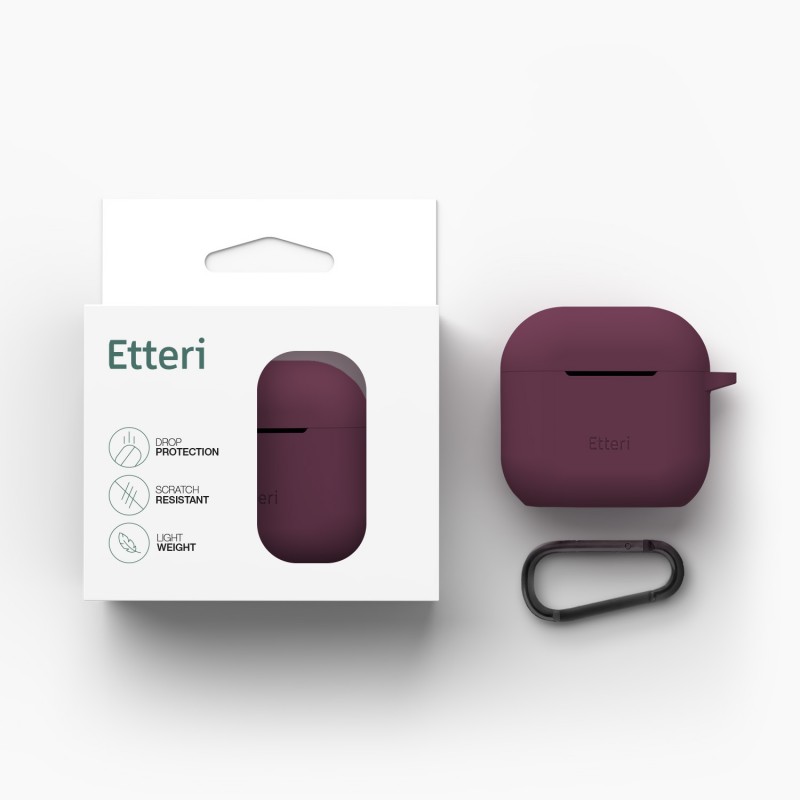 Etteri силиконов калъф за AirPods 4 тъмна череша