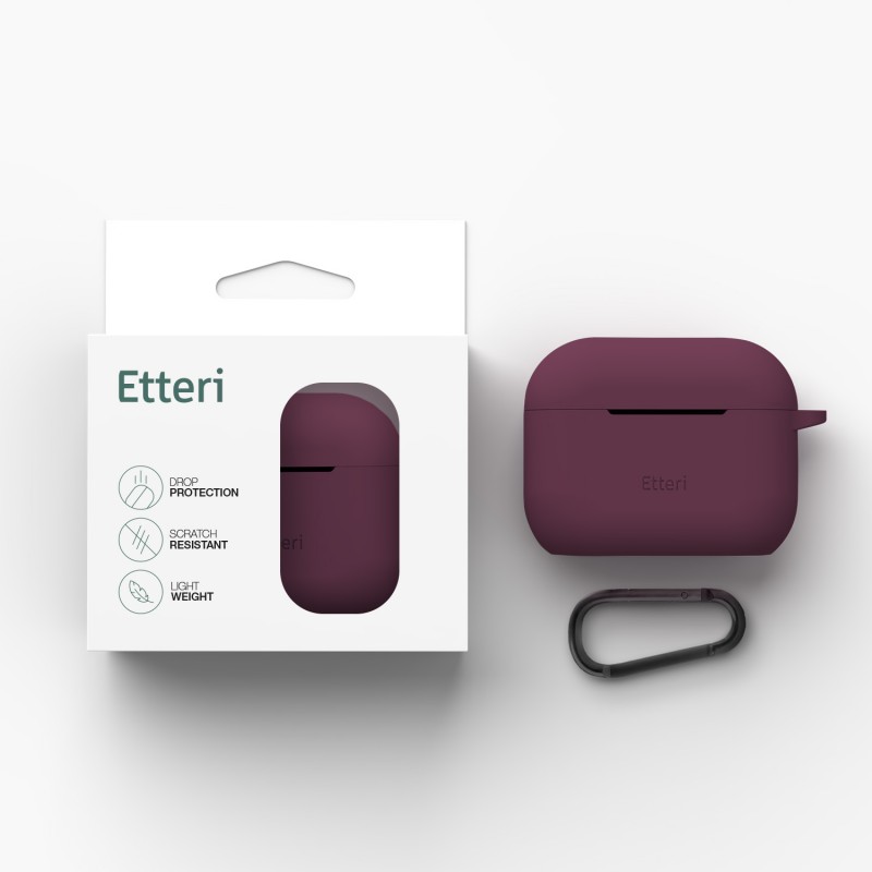 Etteri силиконов калъф за AirPods Pro 3 тъмна череша