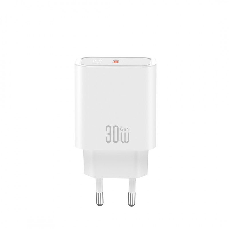 XO мрежово зарядно CE41 PD 30W 1x USB-C бяло + кабел USB-C - USB-C