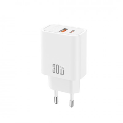 XO мрежово зарядно CE42 PD 30W 1x USB-C 1x USB бяло