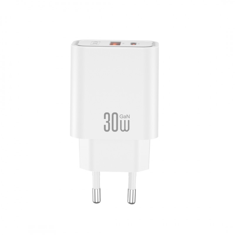 XO мрежово зарядно CE42 PD 30W 1x USB-C 1x USB бяло