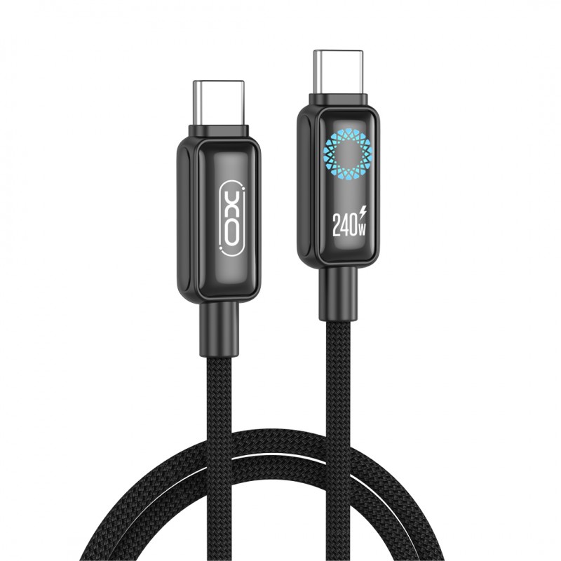 XO кабел NB-Q312A PD USB-C - USB-C 1,0m 240W черен с LED