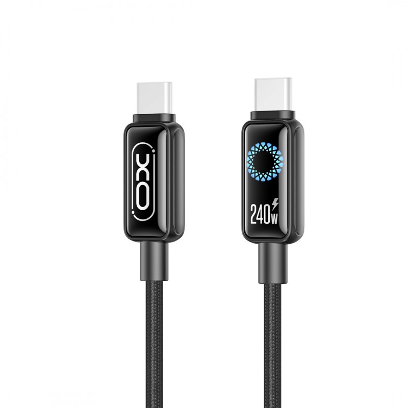 XO кабел NB-Q312A PD USB-C - USB-C 1,0m 240W черен с LED