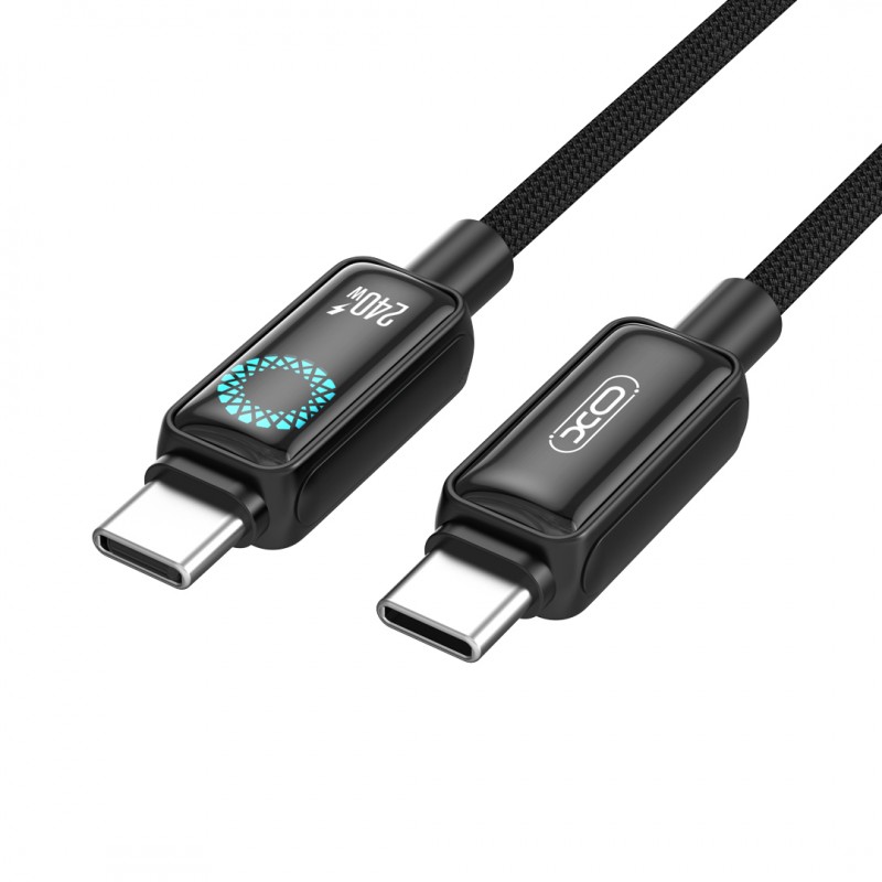 XO кабел NB-Q312A PD USB-C - USB-C 1,0m 240W черен с LED