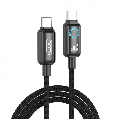 XO кабел NB-Q312B PD USB-C - USB-C 2,0m 240W черен с LED