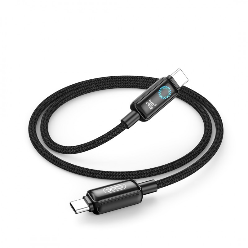XO кабел NB-Q312B PD USB-C - USB-C 2,0m 240W черен с LED