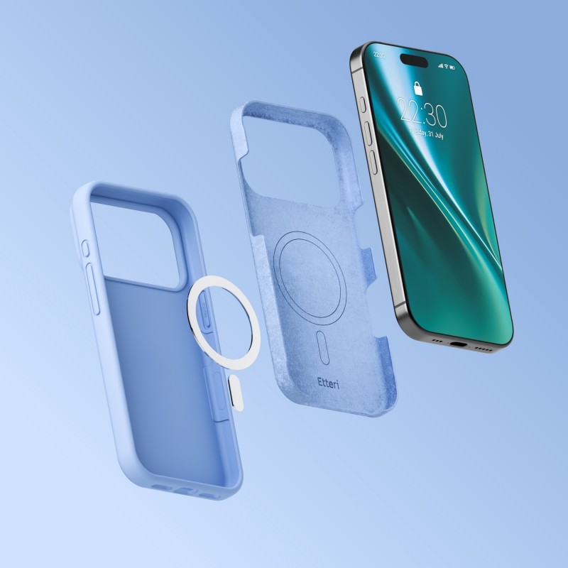 Кейс Etteri Silicone Mag за iPhone 17 Pro / 18 Pro светлосин