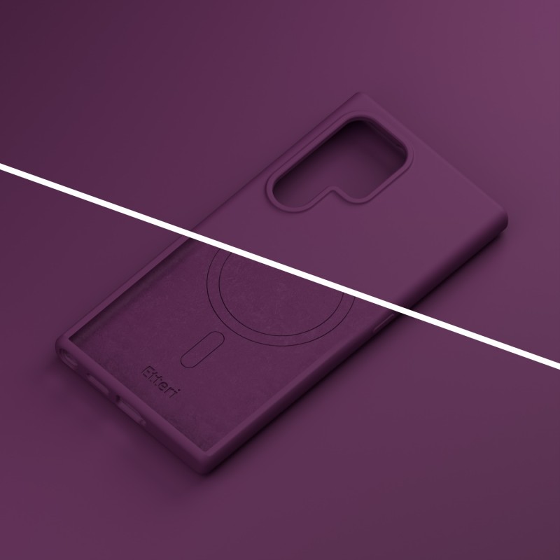 Кейс Etteri Silicone Mag за Samsung Galaxy S25 Ultra тъмна череша