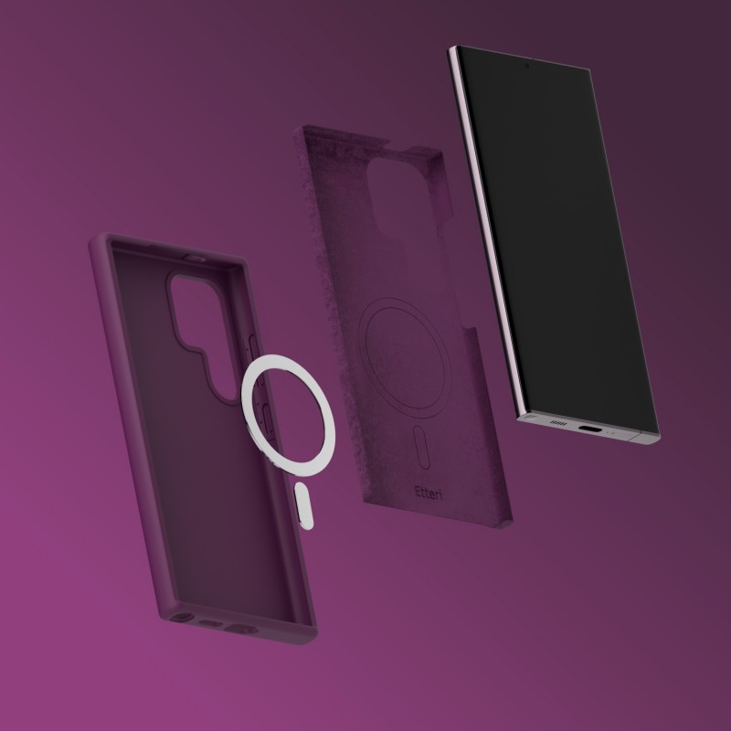 Кейс Etteri Silicone Mag за Samsung Galaxy S26 Ultra тъмна череша