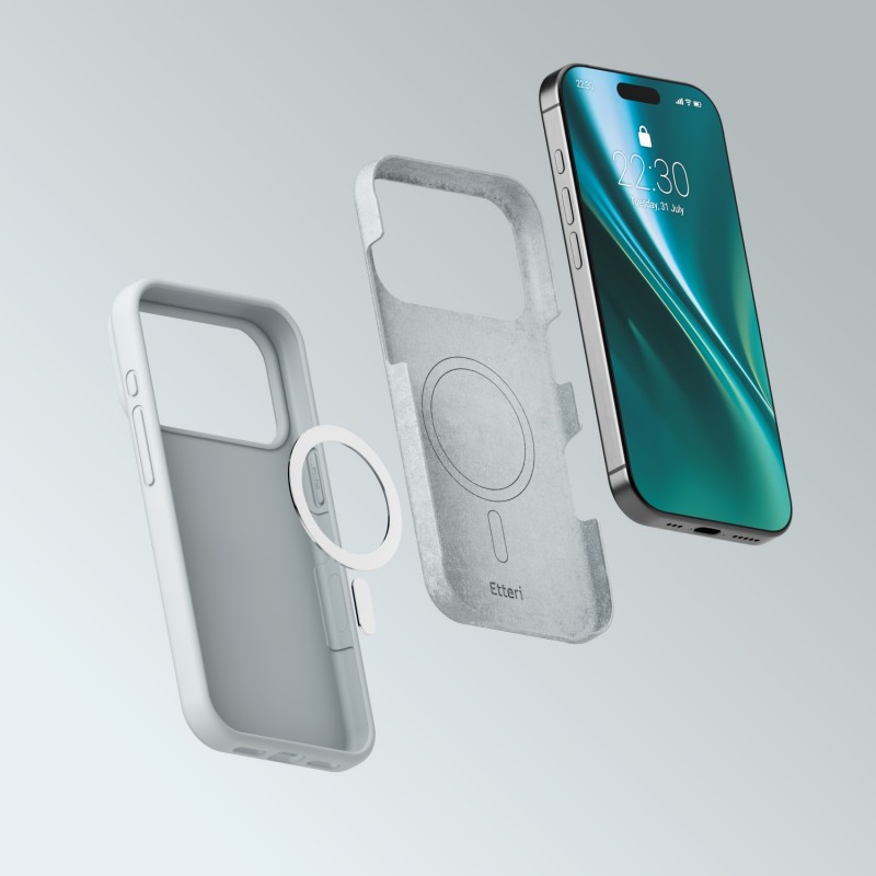 Кейс Etteri Silicone Mag за iPhone 17 Pro / 18 Pro сребрист