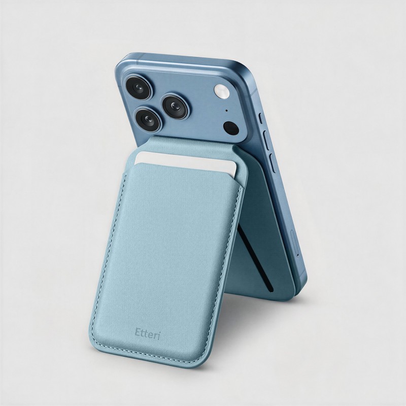 Портфейл за карти Etteri Trio Mag със стойка небесносин
