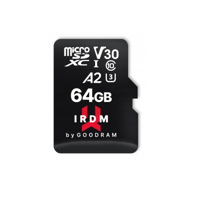 GoodRam karta pamięci IRDM 64GB microSD UHS-I U3 A2 V30 z adapterem