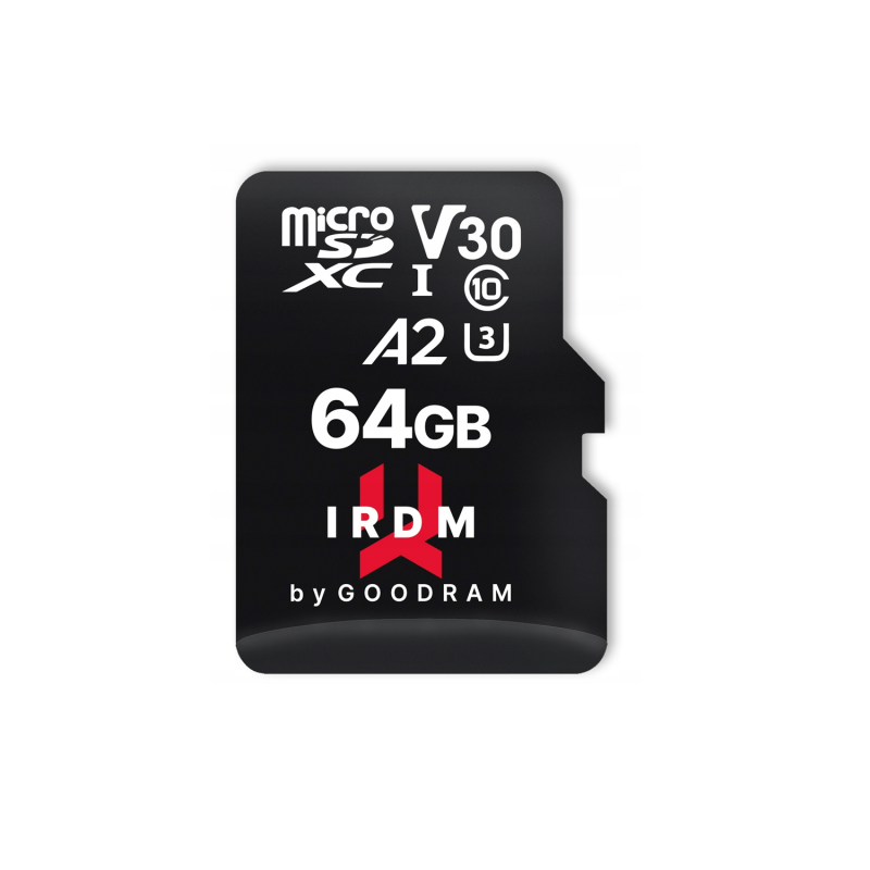 GoodRam karta pamięci IRDM 64GB microSD UHS-I U3 A2 V30 z adapterem