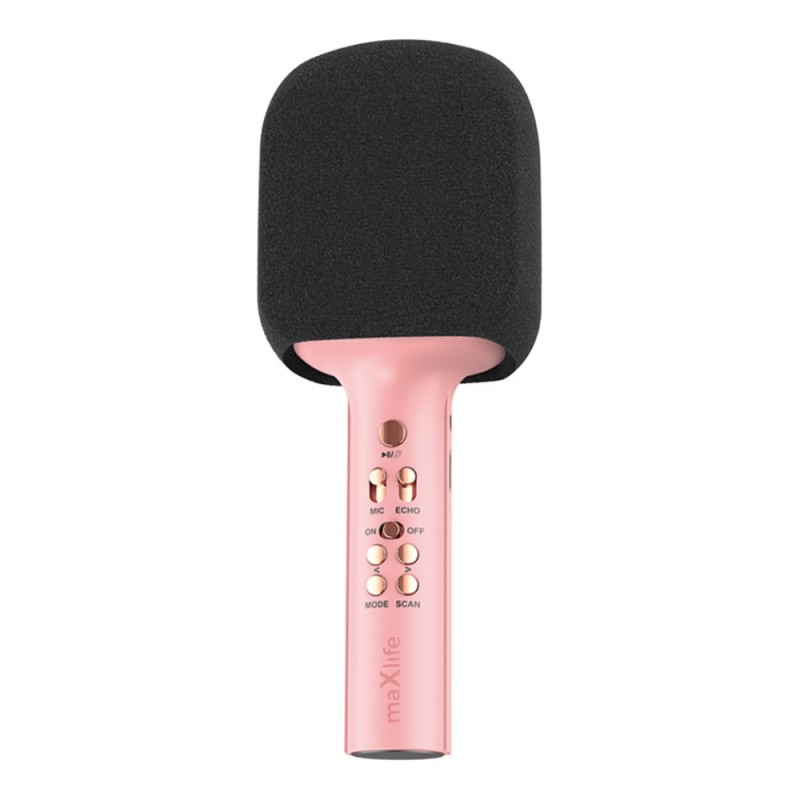 Безжичен микрофон Maxlife MXBM-600 с тонколонка, за караоке, Розов