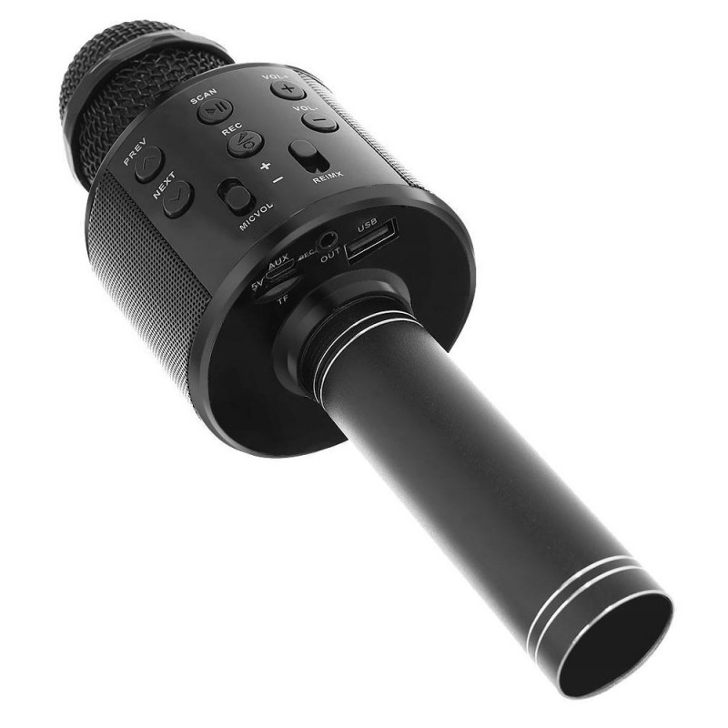 Безжичен микрофон MBX WS-858 с тонколонка, за караоке, Черен