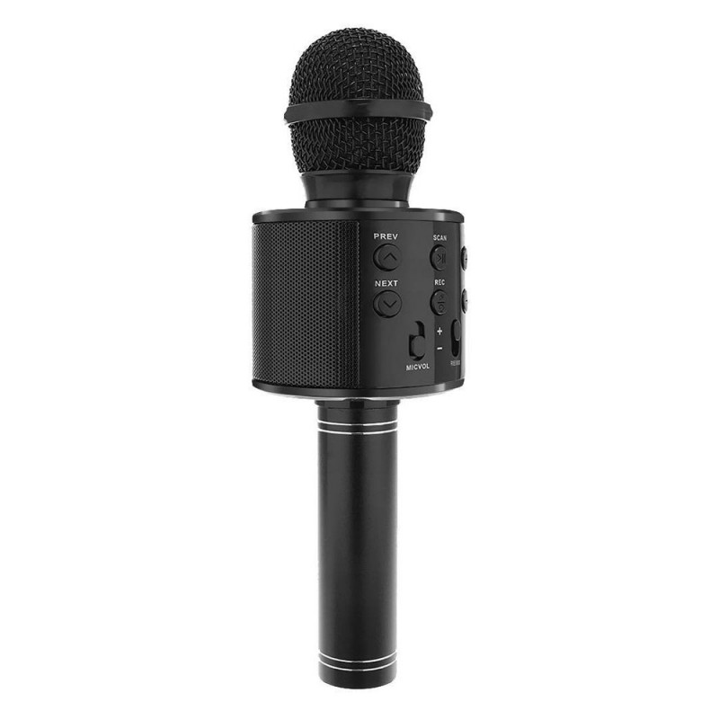 Безжичен микрофон MBX WS-858 с тонколонка, за караоке, Черен