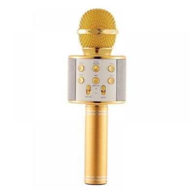 Безжичен микрофон MBX WS-858 с тонколонка, за караоке, Златист