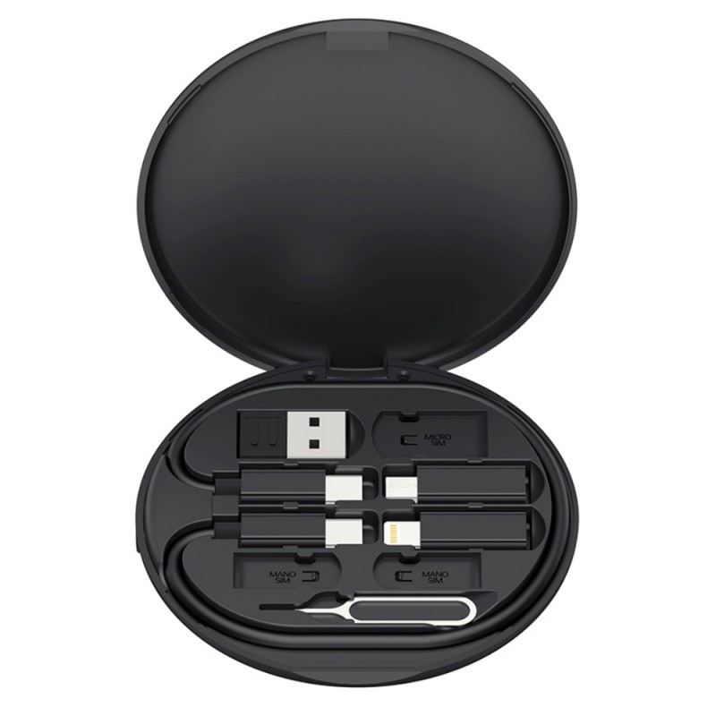 Безжично индуктивно зарядно устройство XO CX031 15W с кабел USB-C - USB-C и комплект адаптери, Черно