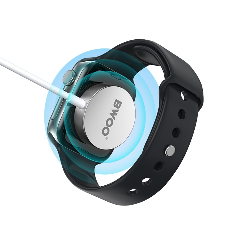 Безжично магнитно зарядно за Apple Watch BWOO 5W WL-18 с Type-C кабел, Бял