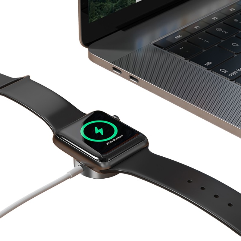 Безжично магнитно зарядно за Apple Watch BWOO 5W WL-18 с Type-C кабел, Бял