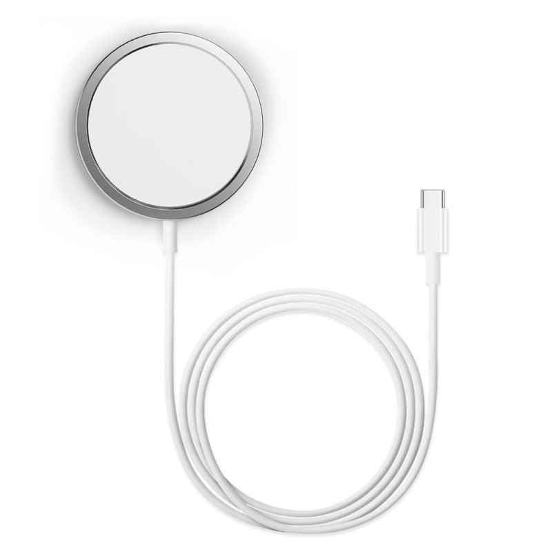 Безжично зарядно устройство BWOO WL-12 PD MagSafe, 15W, Бяло