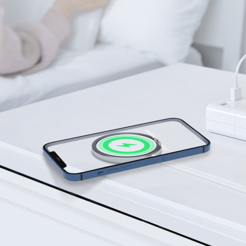 Безжично зарядно устройство BWOO WL-12 PD MagSafe, 15W, Бяло