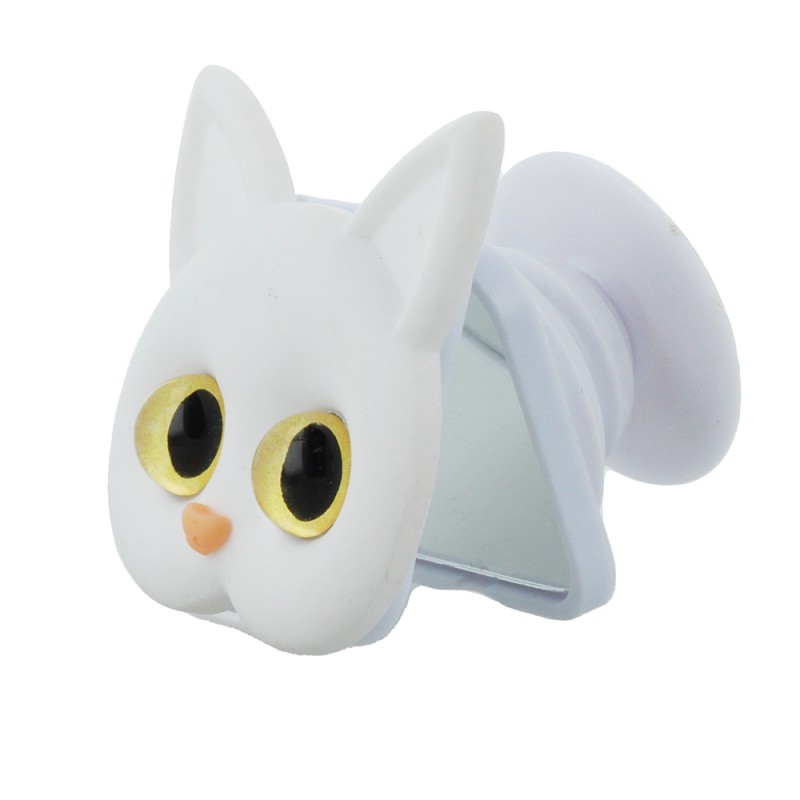 Държач за телефон bSmart Cat, С огледалце, Бял