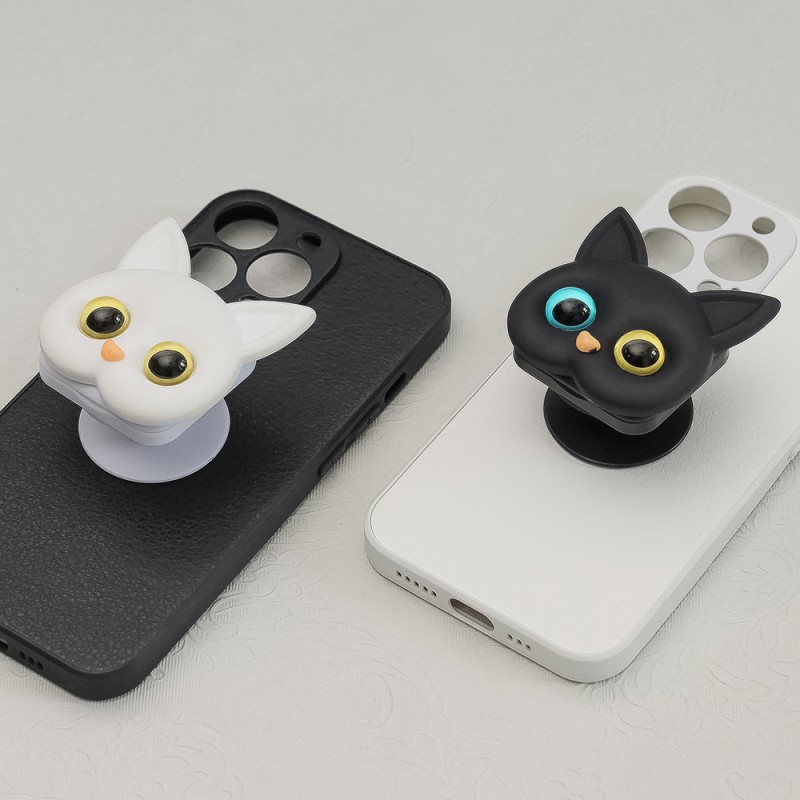 Държач за телефон bSmart Cat, С огледалце, Бял