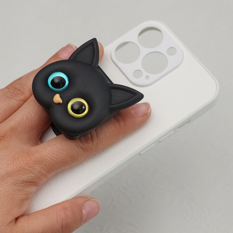 Държач за телефон bSmart Cat, С огледалце, Черен