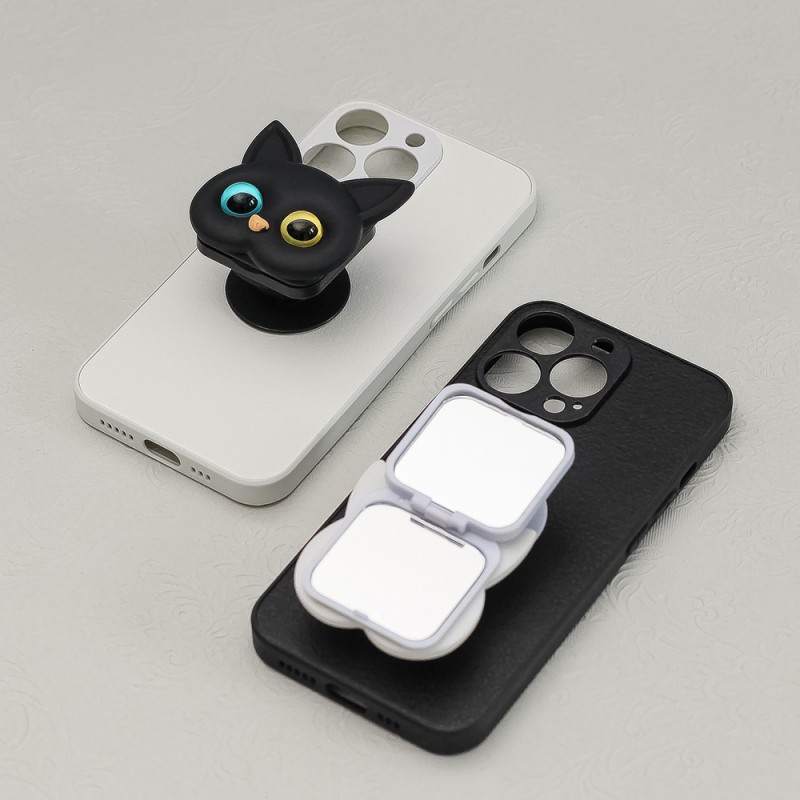Държач за телефон bSmart Cat, С огледалце, Черен
