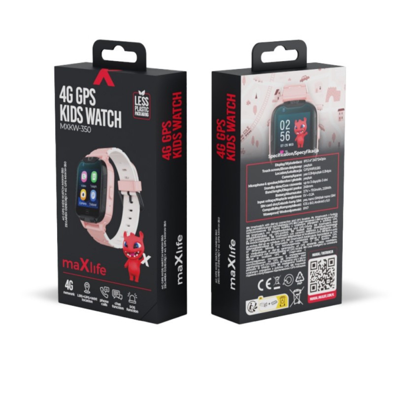 Детски смарт часовник Maxlife 4G MXKW-350 GPS WiFi, Розов