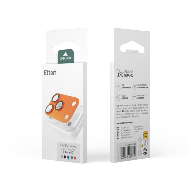 Etteri протектор задна камера пълна защита за iPhone 17 (6.3), сребрист