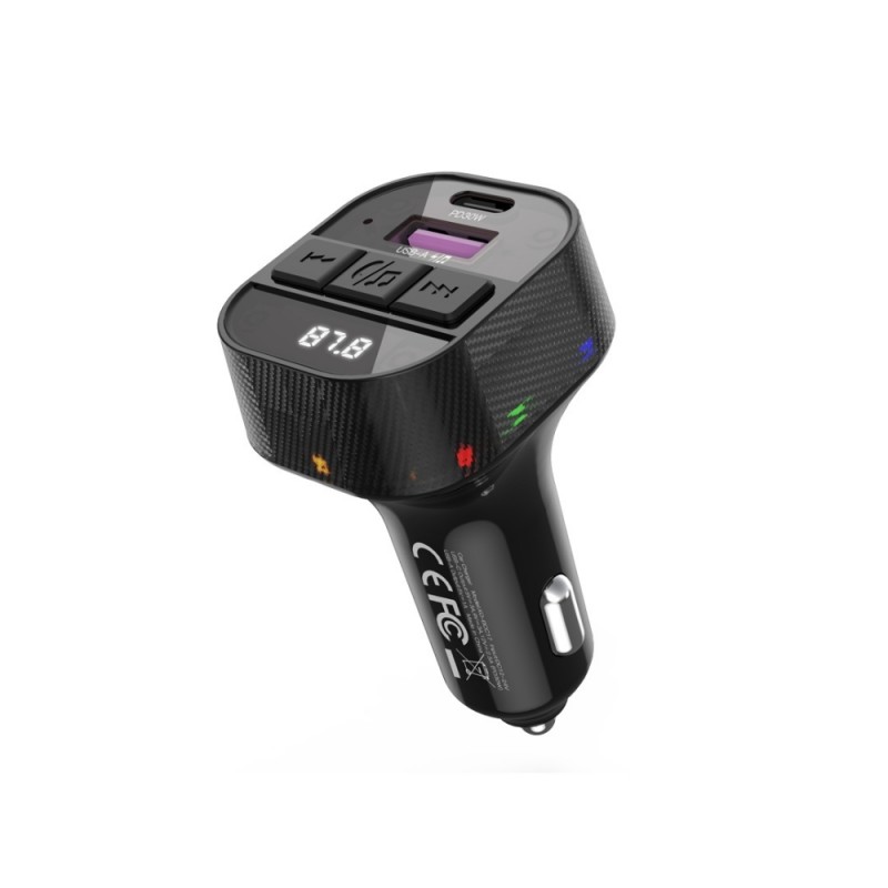 FM Трансмитер за кола XO BCC17 Bluetooth MP3 car charger 30W, Черен